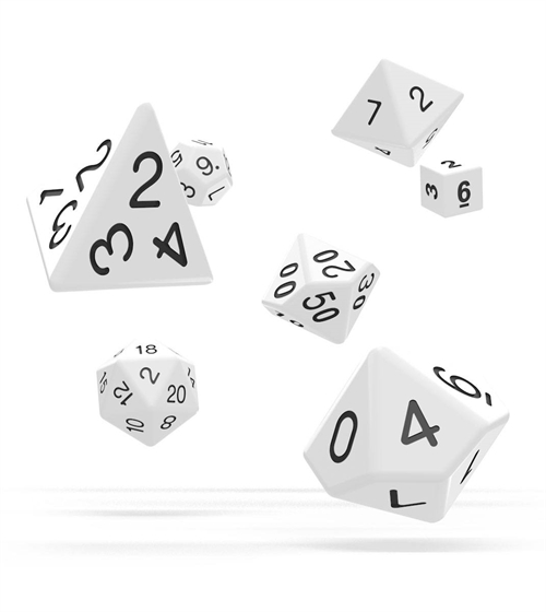 Solid White - Polyhedral Rollespils Terning Sæt - Oakie Doakie Dice 